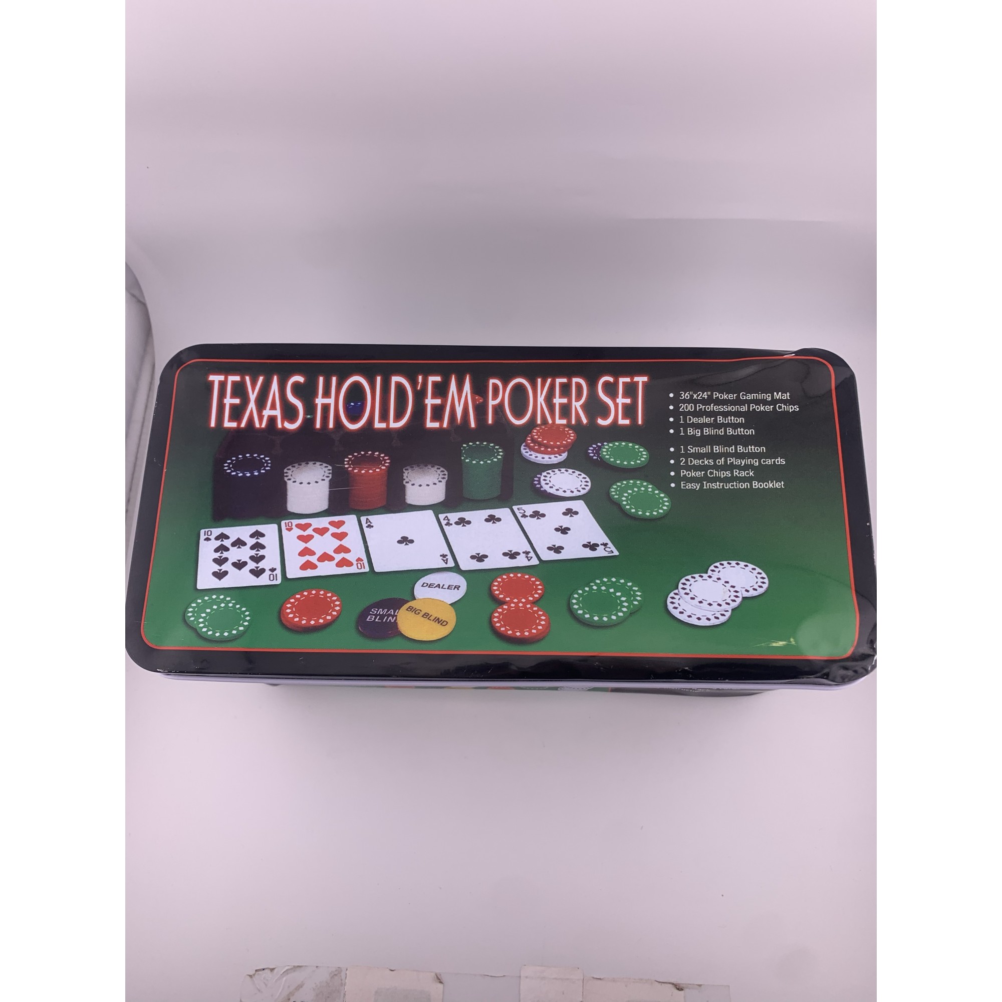 RESIGILAT - Set de Poker Complex cu 200 de jetoane Flippy, Include 2 seturi de carti, Texas Hold`em set, portabil, cutie depozitare