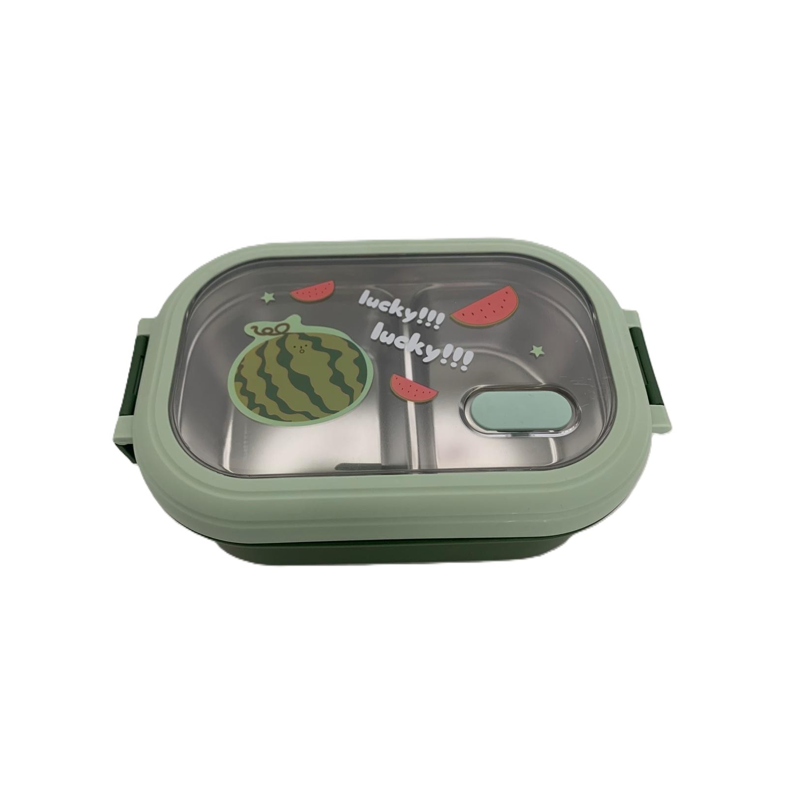 RESIGILAT - Caserola Container pentru Pranz, Flippy, Caserola LUNCH BOX pentru Studenti, din Plastic PP, pentru Scoala, Compartiment Metalic in Interior, 22.5 x 14.5 x 8 cm, Verde