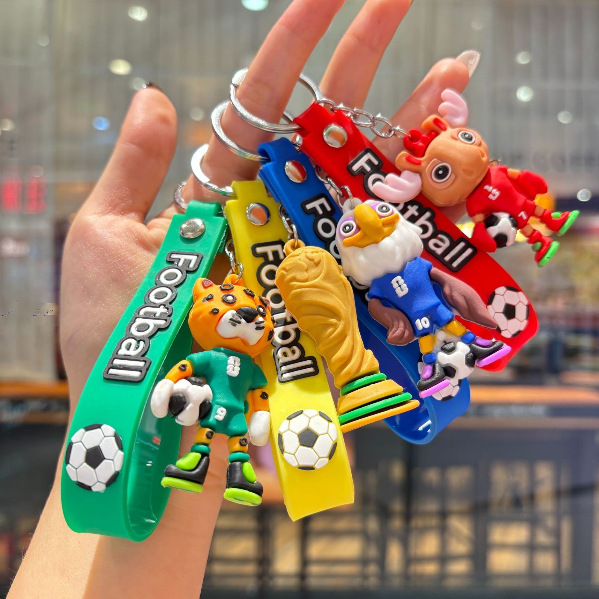 Breloc Chei, , Model Cerb, Mascota de Fotbal, Cupa Mondiala, Accesoriu Pentru Chei si Rucsac, Cauciuc Moale, 26 g, 6.2 x 3.4 cm, Rosu 2