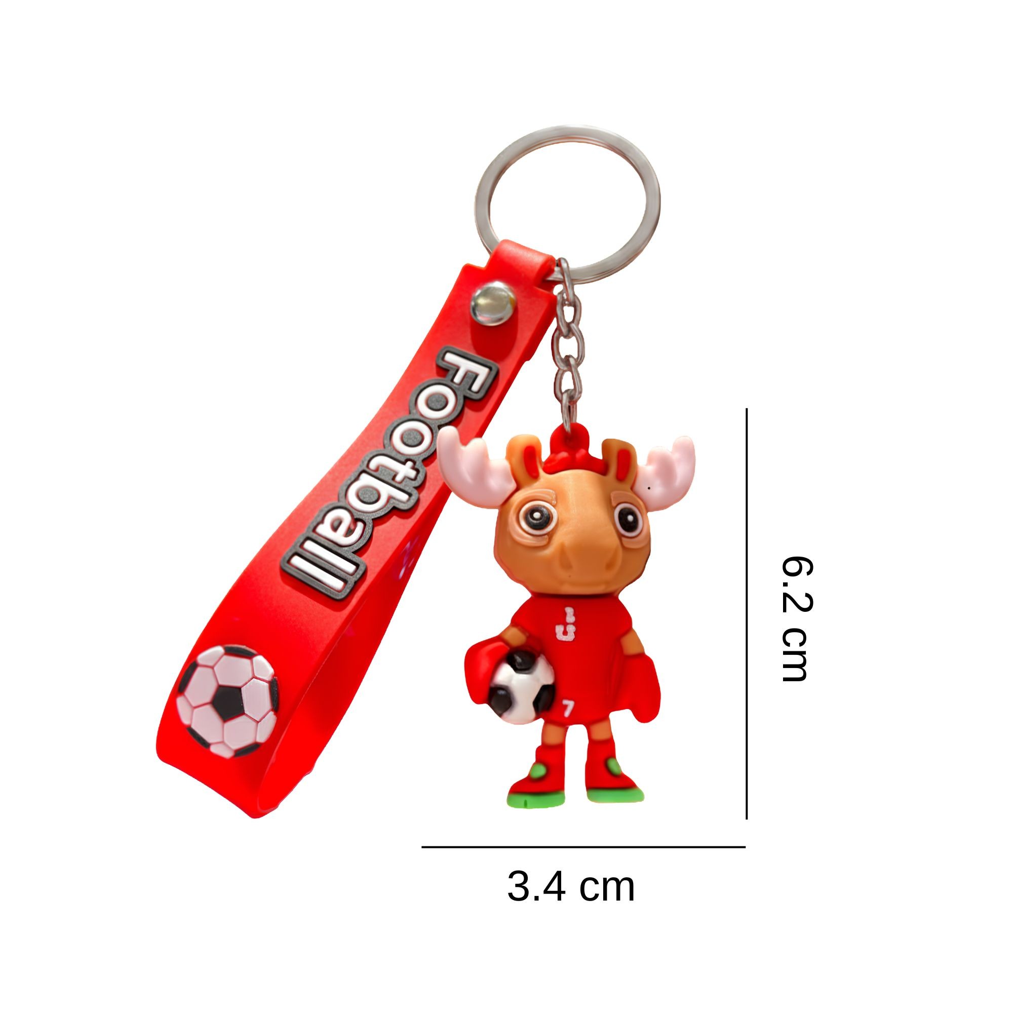 Breloc Chei, , Model Cerb, Mascota de Fotbal, Cupa Mondiala, Accesoriu Pentru Chei si Rucsac, Cauciuc Moale, 26 g, 6.2 x 3.4 cm, Rosu 4