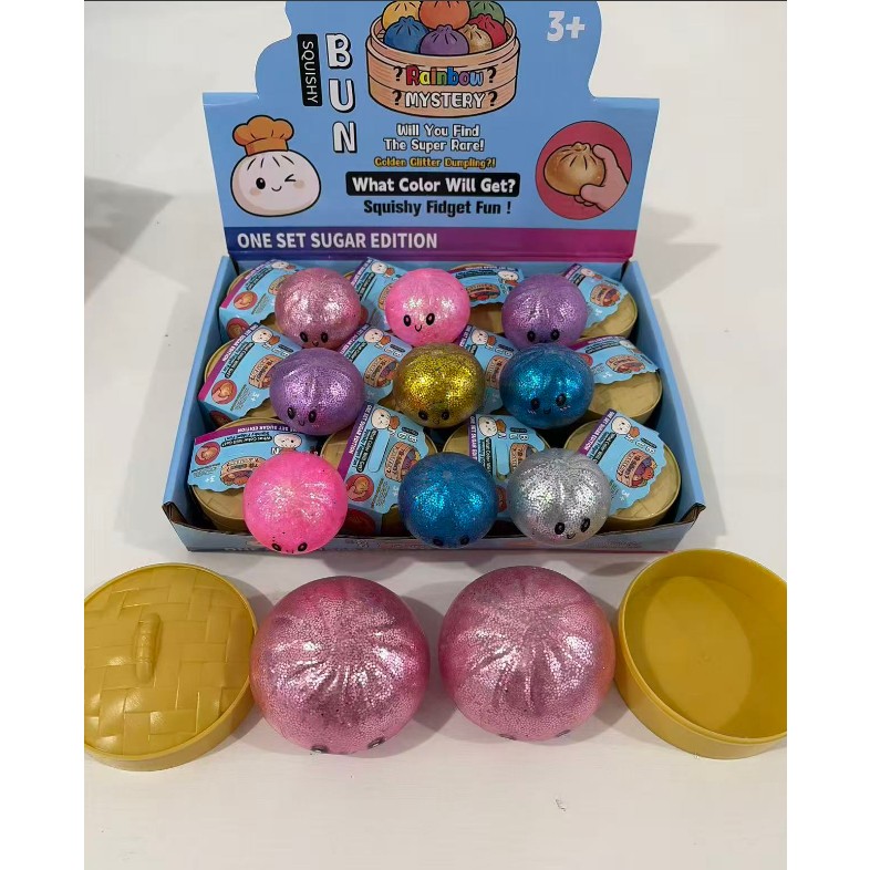 Jucarie Squishy Dumpling NeeDoh, , Model Fata Zambitoare cu Perle de Apa, Comprimabila si Modelabila, 5.5 cm, Mix Culori 4