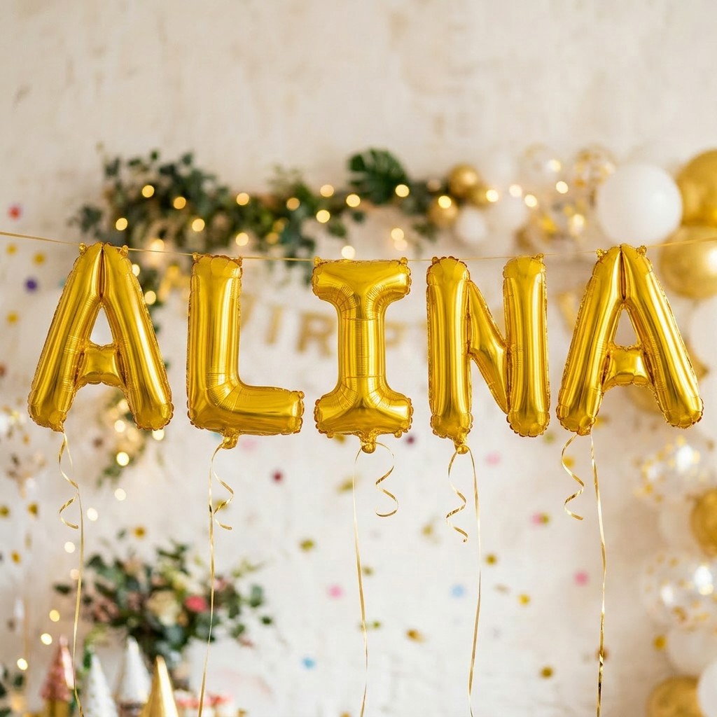 Baloane Folie Metalizate, , Set ALINA, Heliu sau Aer, Pai inclus, 40 cm, Auriu
