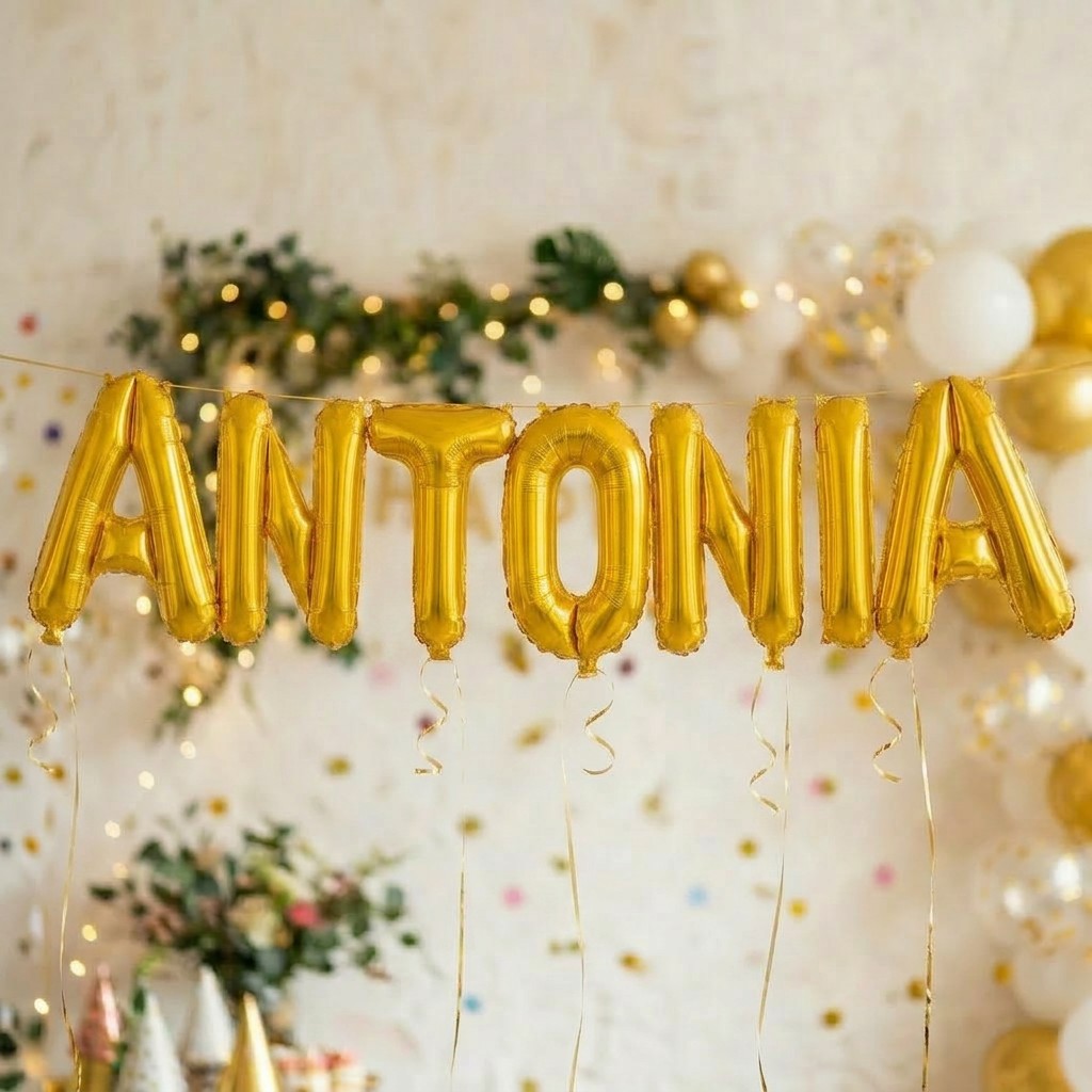 Baloane Folie Metalizate, , Set ANTONIA, Heliu sau Aer, Pai inclus, 40 cm, Auriu