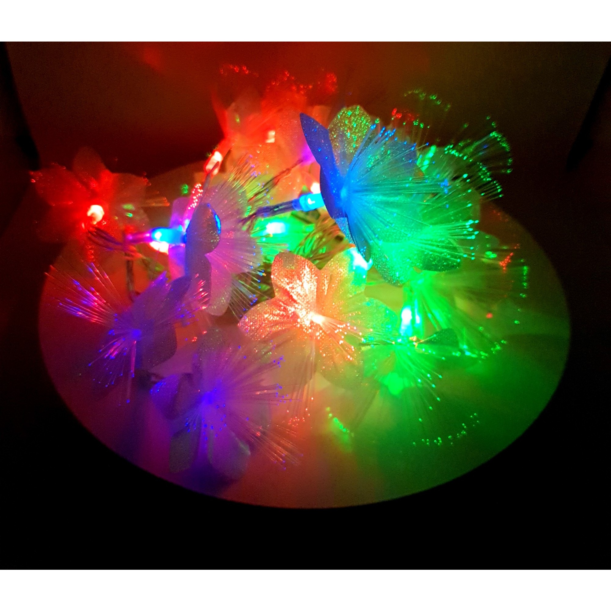 Instalatie de Craciun cu Baterii 20 LED -uri Fibra Optica Flori Alb