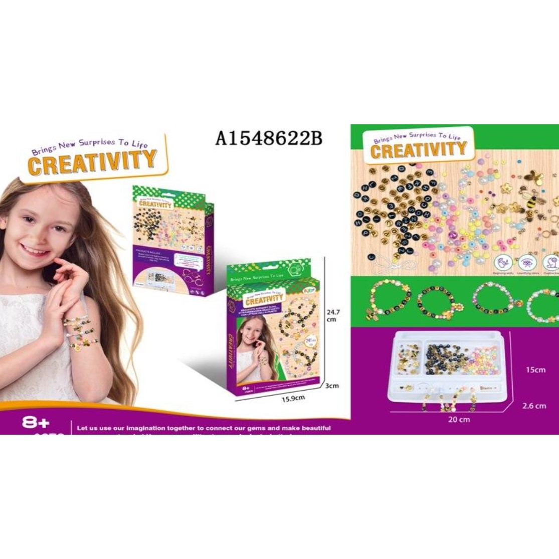 Set creativ Flippy DIY pentru confectionat bratari, Multicolor, model 24