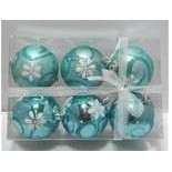 Set 6 globulete turcoaz pictate  - shiny, mat - 8cm