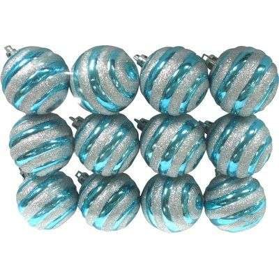 Set 6 globulete turcoaz pictate  - shiny, mat - 8cm
