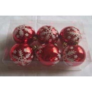 Set 6 globulete rosu cu alb pictate - shine