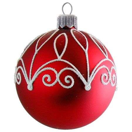Set 6 globulete rosu cu alb pictate - shine