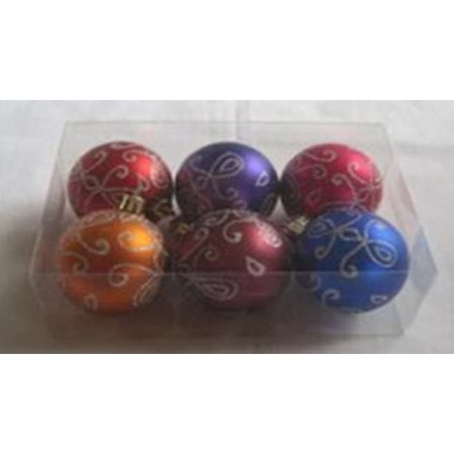 Set 6 globulete multicolore cu argintiu pictate - mat