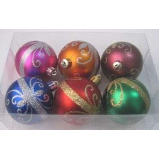 Set 6 globulete multicolore cu argintiu si auriu pictate - shiny