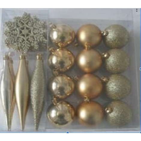 Set 30 globulete auriu diverse forme - glitter, mat, shiny - 6cm