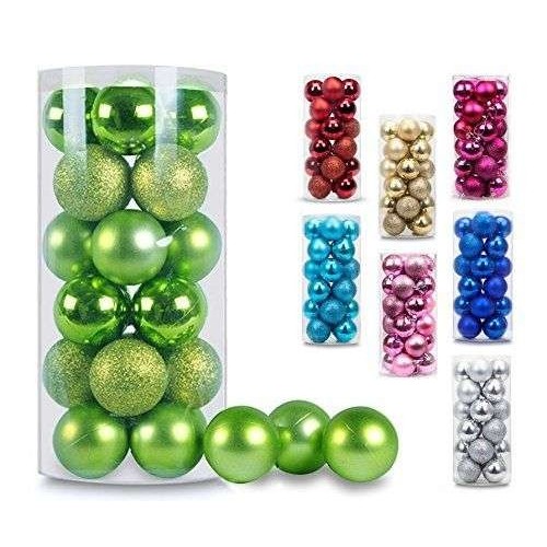 Set 27 globulete rosu/ verde/ albastru cu argintiu diverse forme si margele de 10mm - glitter, mat, shiny