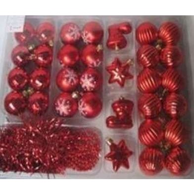 Set 24 globulete rosu diverse forme - glitter, mat, shiny - 5cm