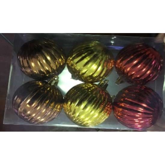 Set 6 globulete lanterna multicolor cu striatii - shiny - 6cm