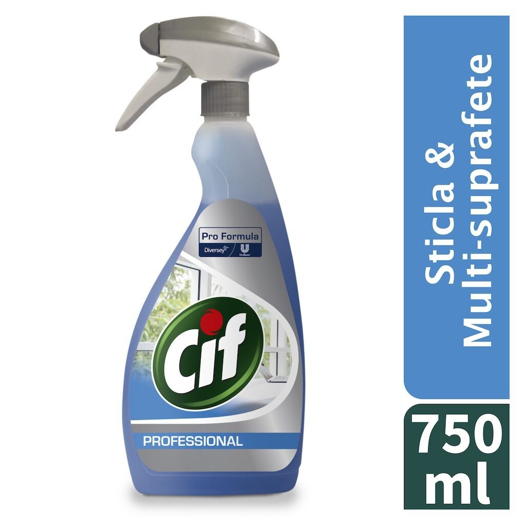 CIF Professional Glass & Multi Surface – Detergent Geamuri si Suprafete 0.75 L