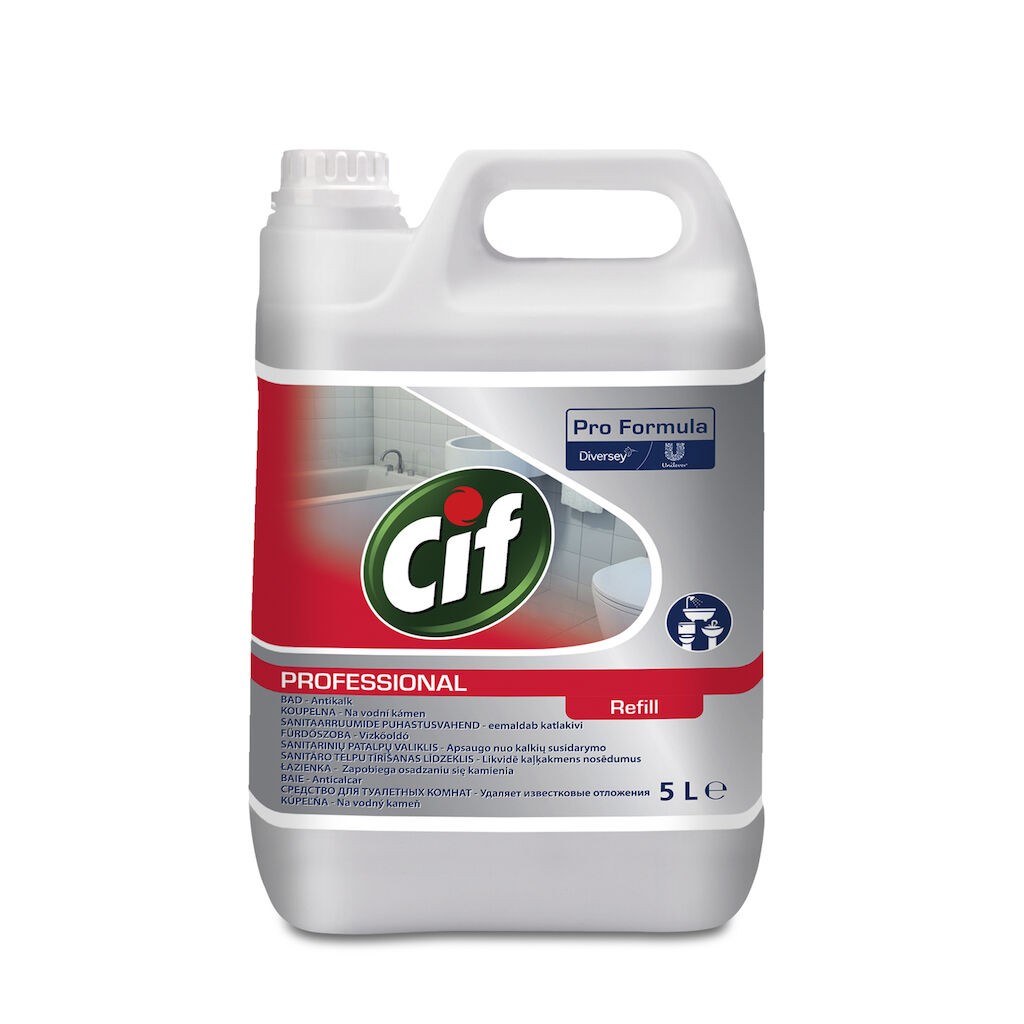 Pachet CIF Professional Washroom – Detergent si Detartrant pentru Suprafetele din Baie, 2×5 L