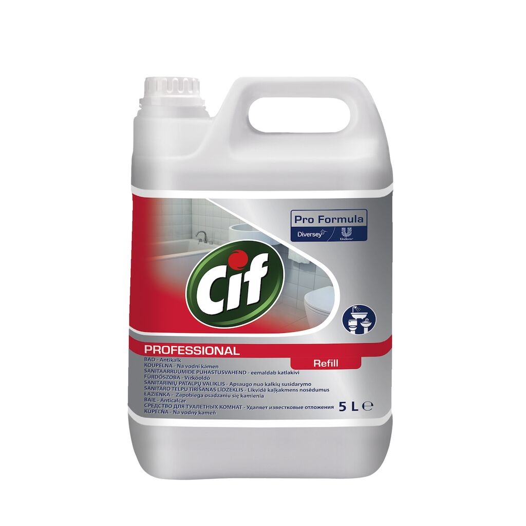 Pachet CIF Professional Washroom – Detergent si Detartrant pentru Suprafetele din Baie, 2×5 L