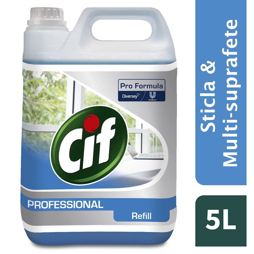CIF Professional Glass & Multi Surface – Detergent Geamuri si Suprafete 5 L