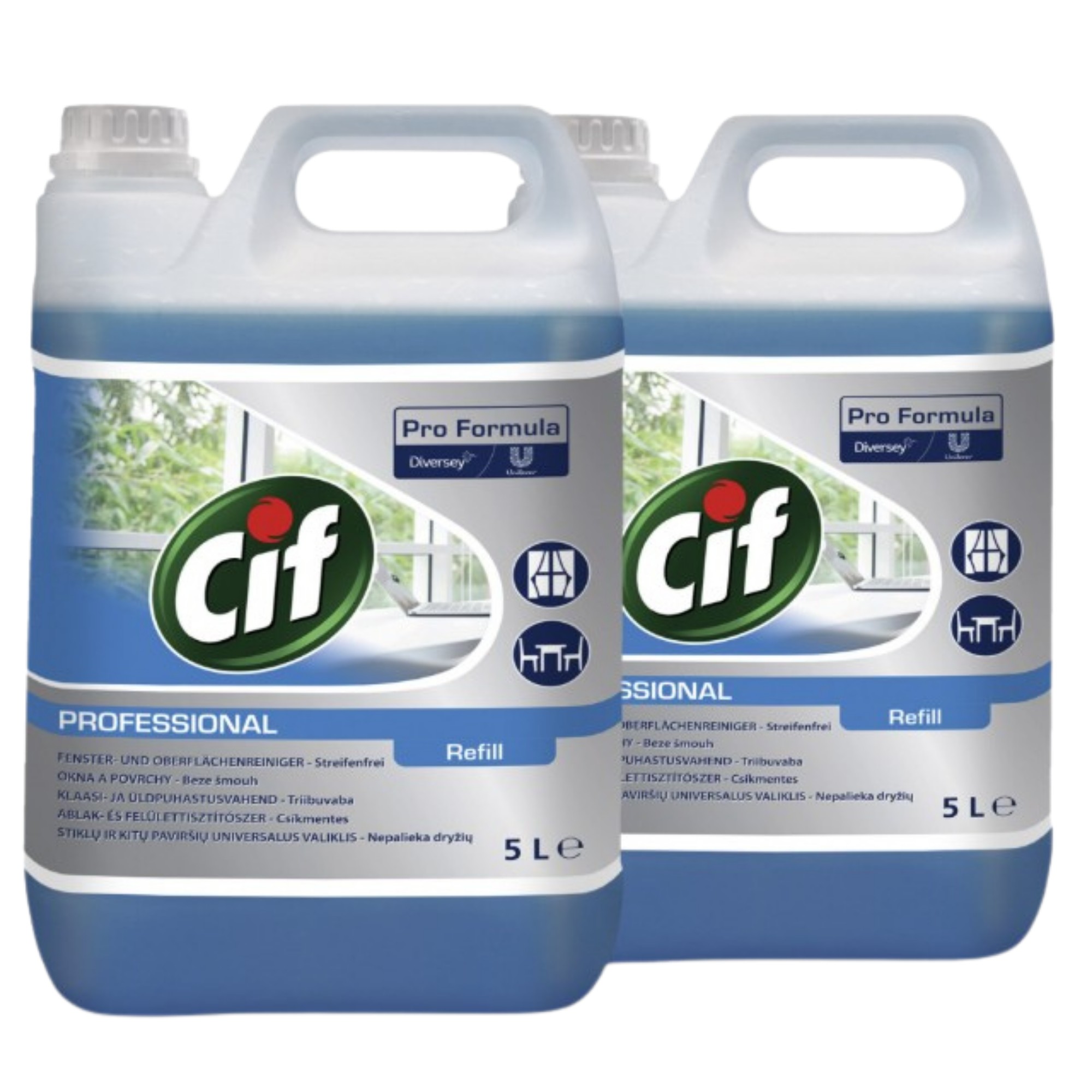 Pachet CIF Professional Glass & Multi Surface – Detergent Geamuri si Suprafete 2×5 L