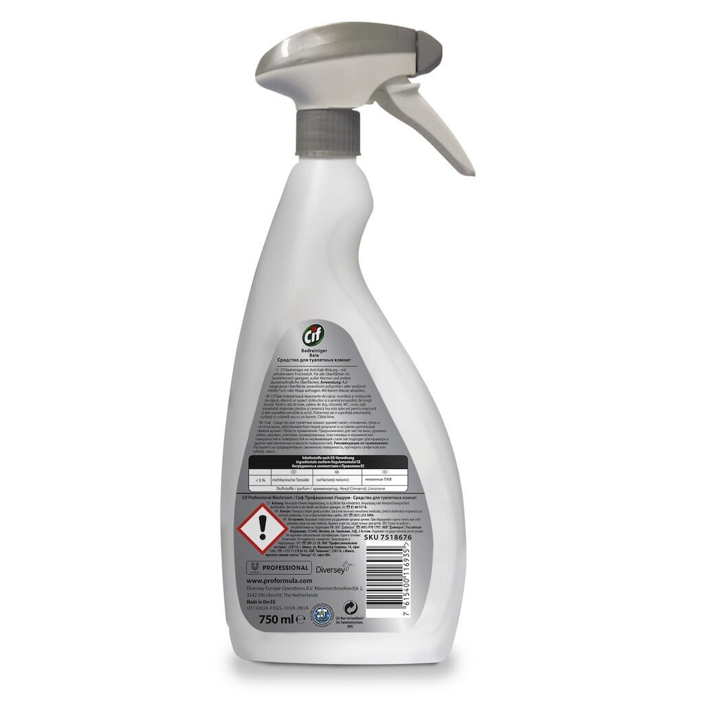 CIF Professional Washroom – Detergent si Detartrant pentru Suprafetele din Baie 0.75 L