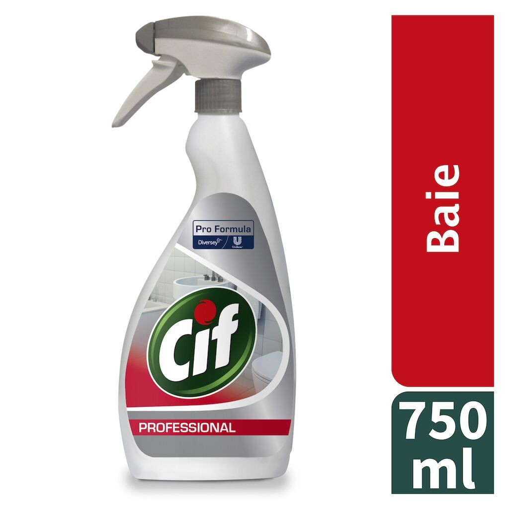 Pachet CIF Professional Washroom – Detergent si Detartrant pentru Suprafetele din Baie, 6×0,75 L