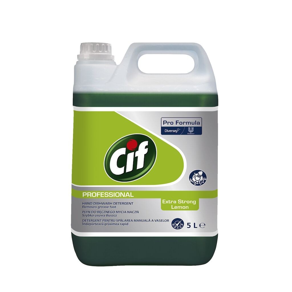CIF Professional Dishwasher Extra Strong Lemon – Detergent pentru Spalarea Manuala a Vaselor, cu Lamaie 5 L