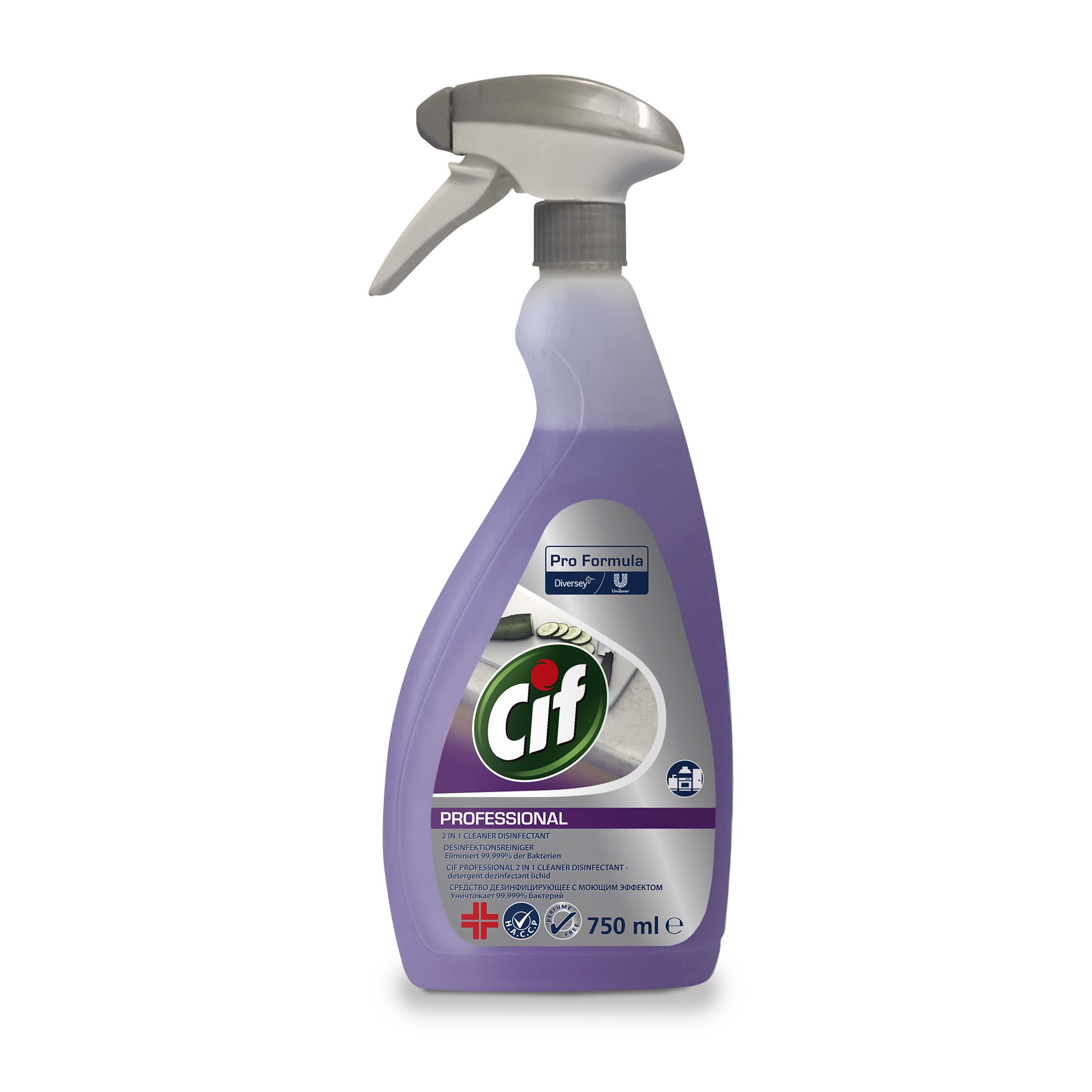 Pachet CIF Professional 2-in-1 Detergent Dezinfectant Lichid, 6×0.75 L