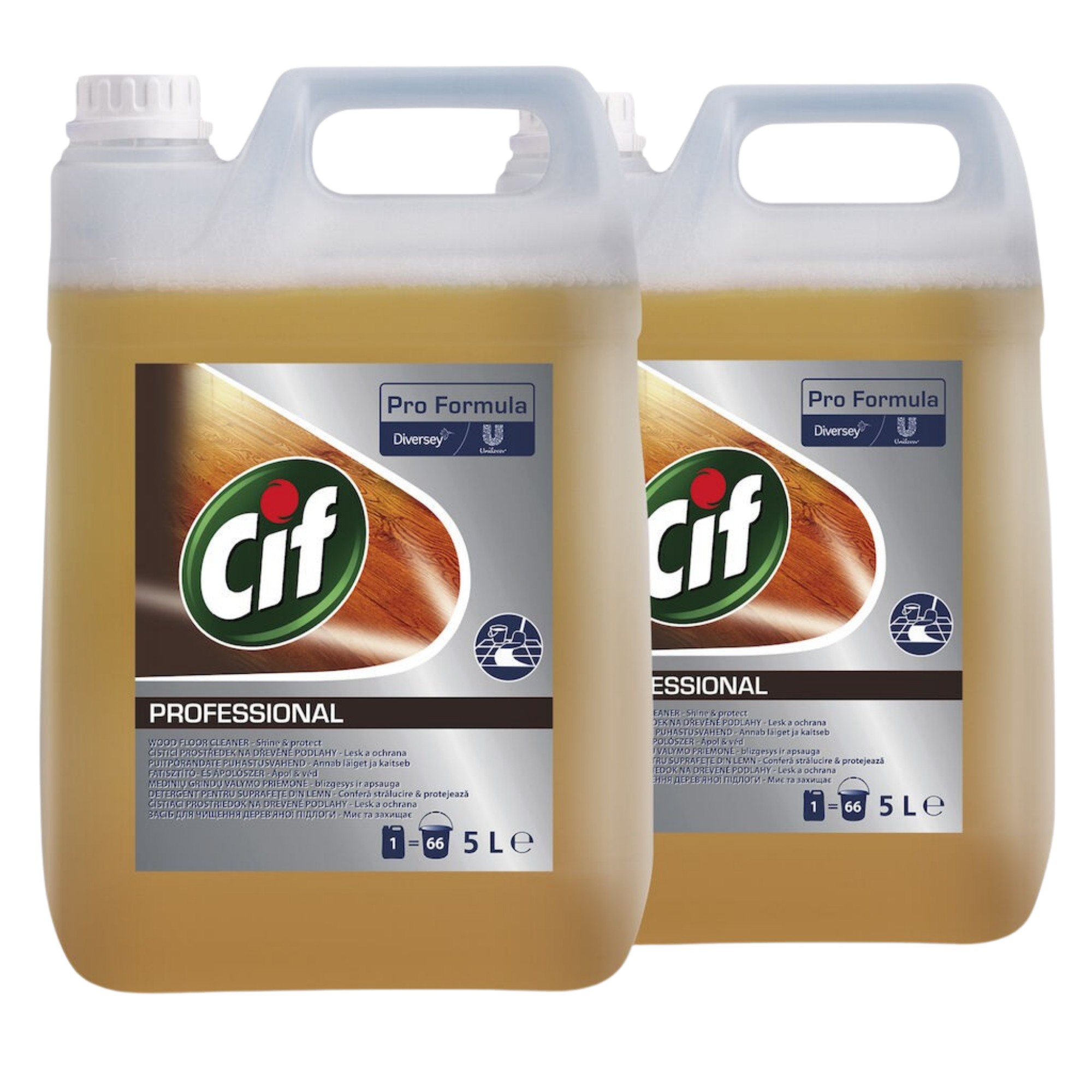 Pachet CIF Professional Wood Floor Cleaner – Detergent pentru Pardoseli din Lemn 2×5 L