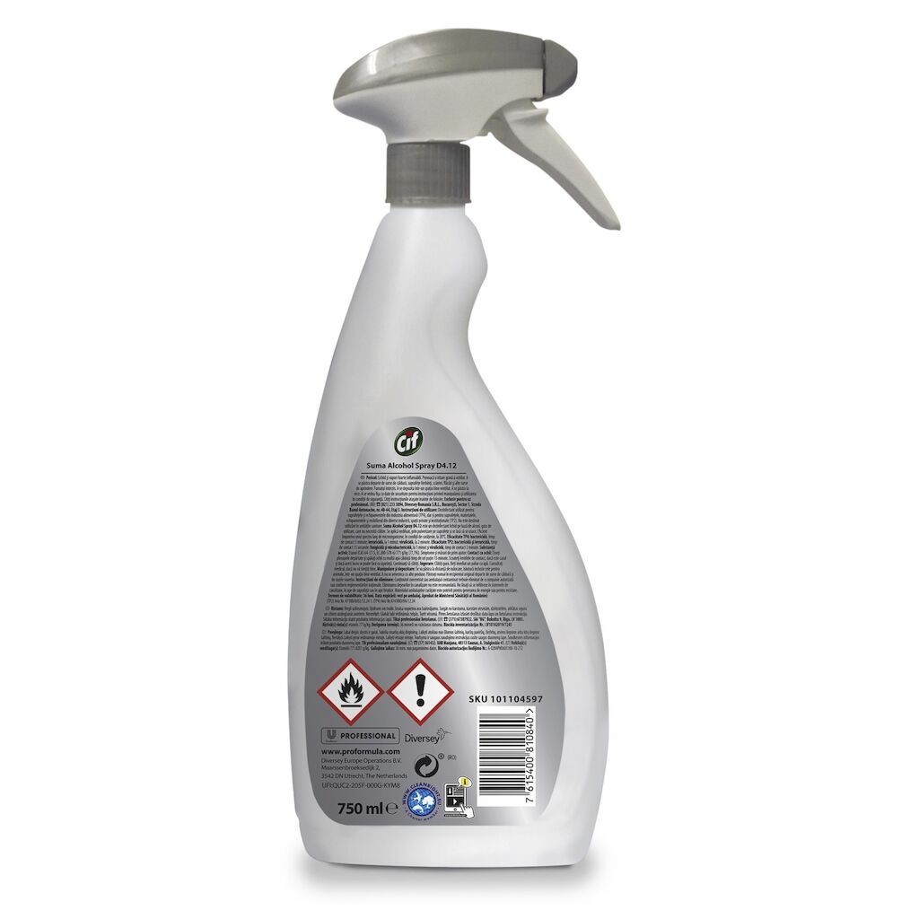 CIF Professional Alcohol Spray, Dezinfectant Lichid pe baza de Alcool, Fara Clatire 0.75 L