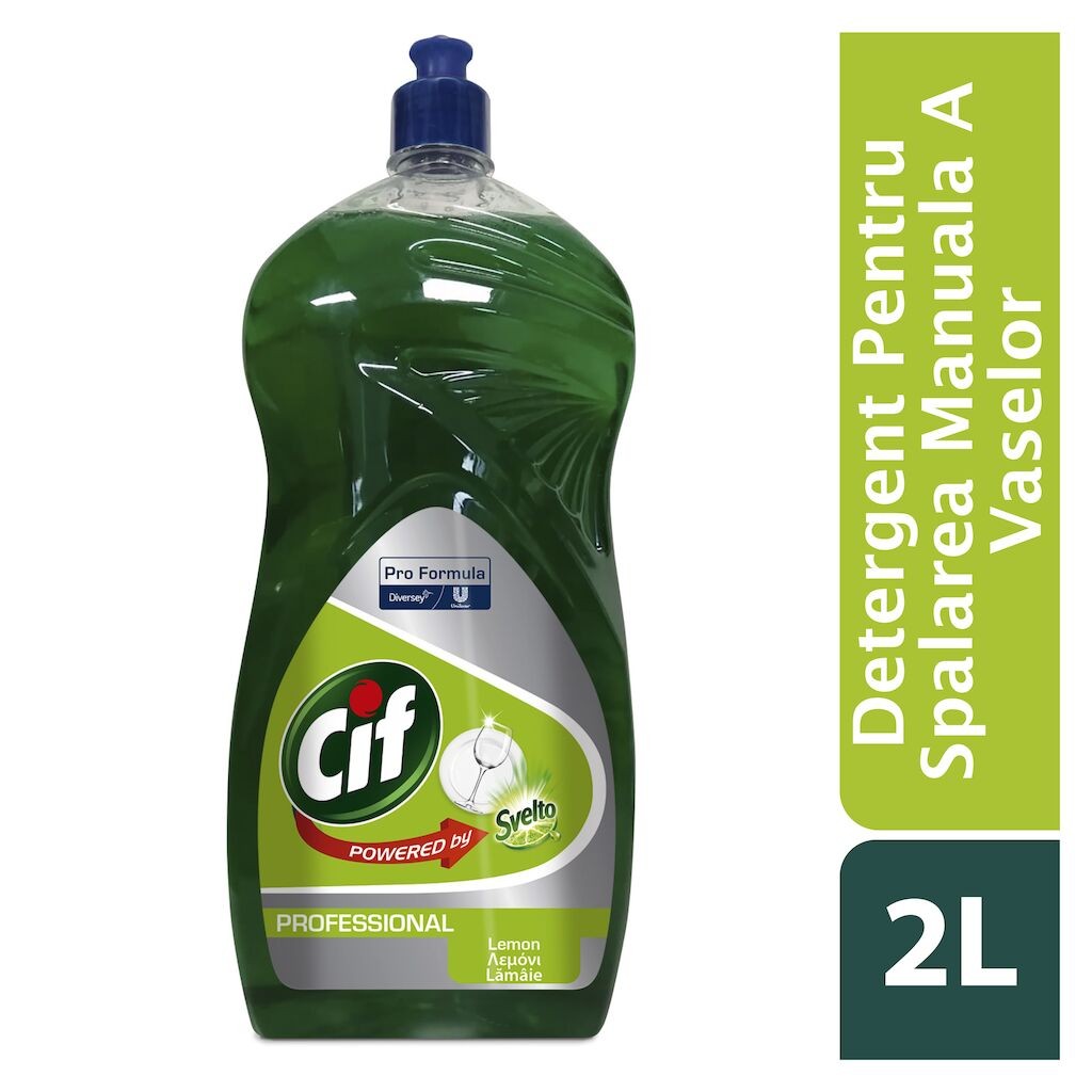 Pachet CIF Professional Lemon – Detergent Universal pentru Spalarea Manuala a Vaselor, Parfum de Lamaie, 6x2 L
