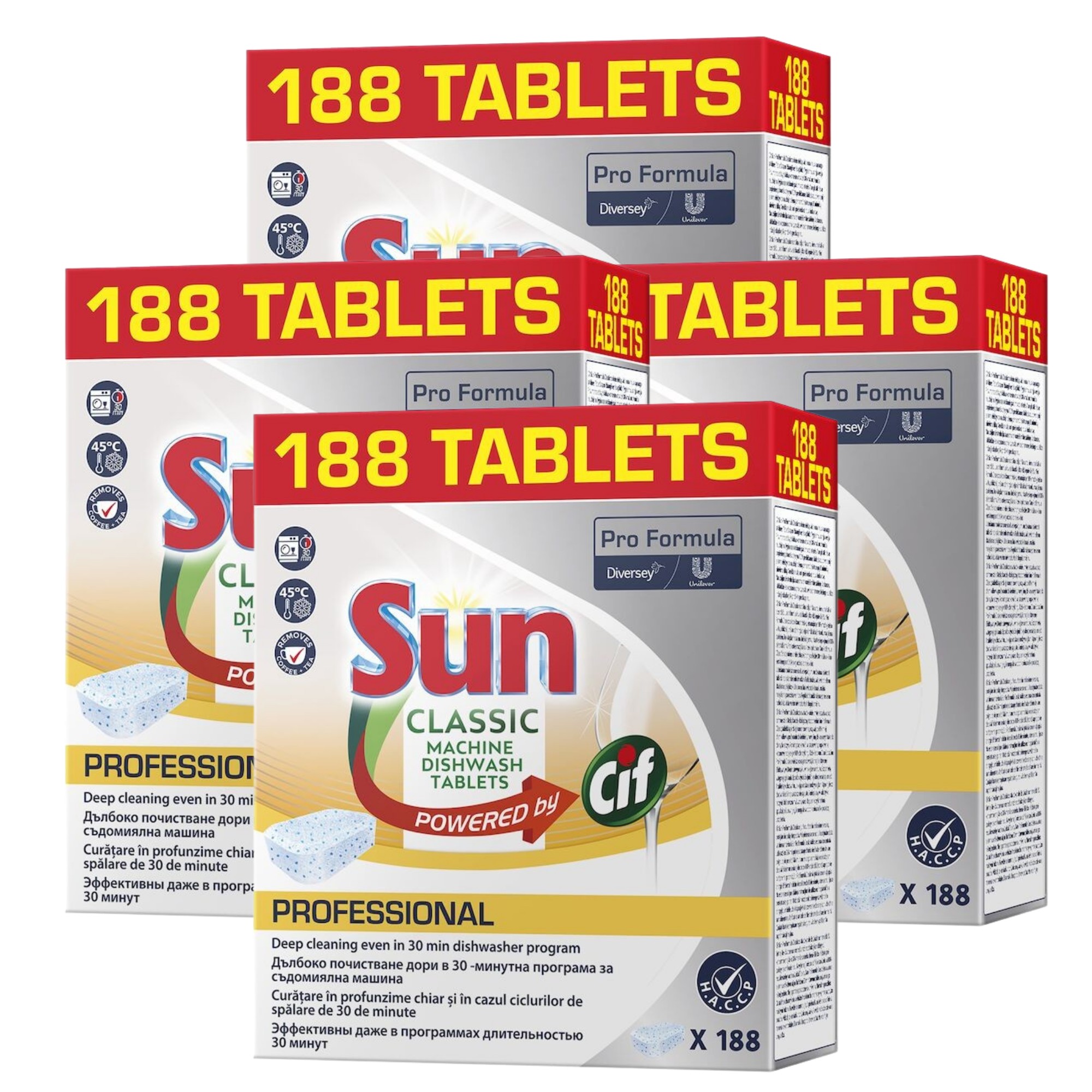 Pachet SUN Professional Classic – Tablete pentru Masina de Spalat Vase, 4×188 buc