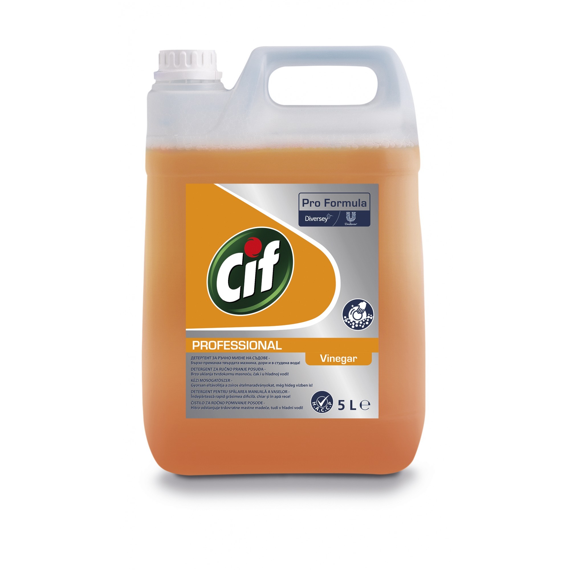 CIF Professional Heavy Duty Vinegar – Detergent Universal pentru Spalarea Manuala a Vaselor cu Otet 5 L