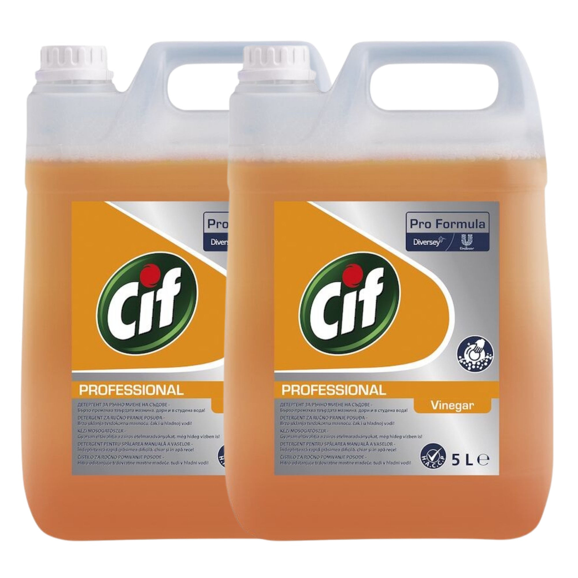 Pachet CIF Professional Heavy Duty Vinegar – Detergent Universal pentru Spalarea Manuala a  Vaselor cu Otet 2×5 L