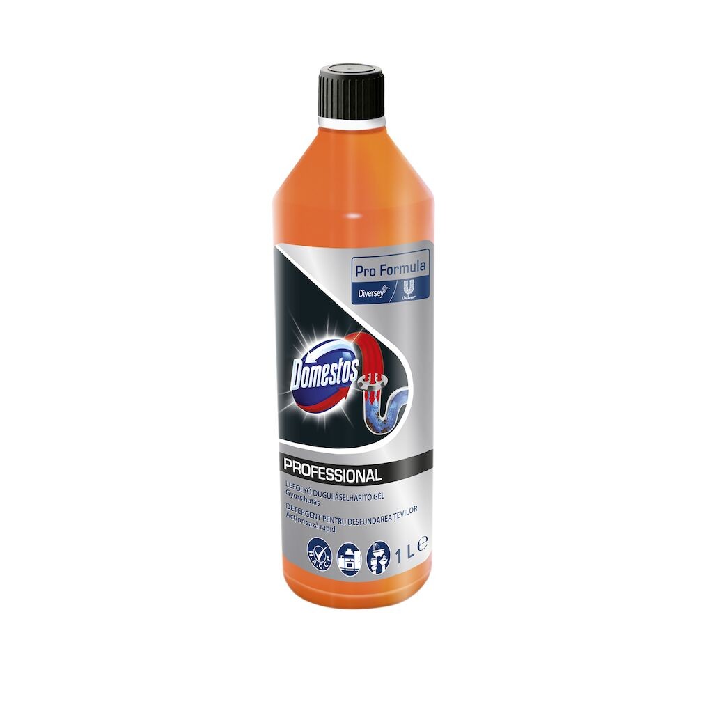 Domestos Professional Drain Unblocker Gel – Gel pentru Desfundarea Tevilor, 1 L