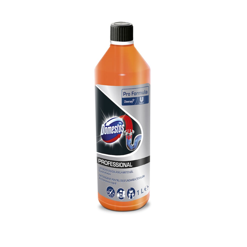 Domestos Professional Drain Unblocker Gel – Gel pentru Desfundarea Tevilor, 1 L