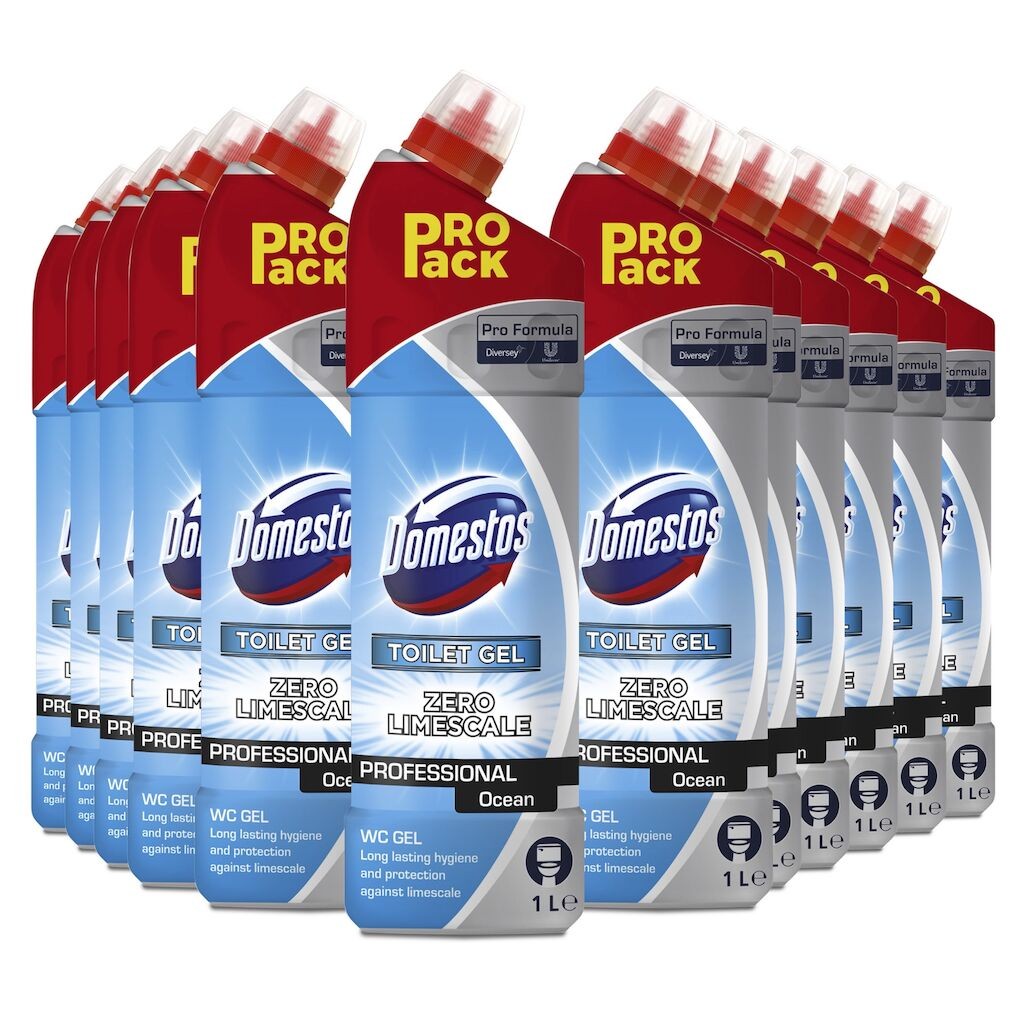 Pachet Domestos Professional Toilet Gel Ocean – Gel Dezinfectant pentru Toaleta, 12×1L