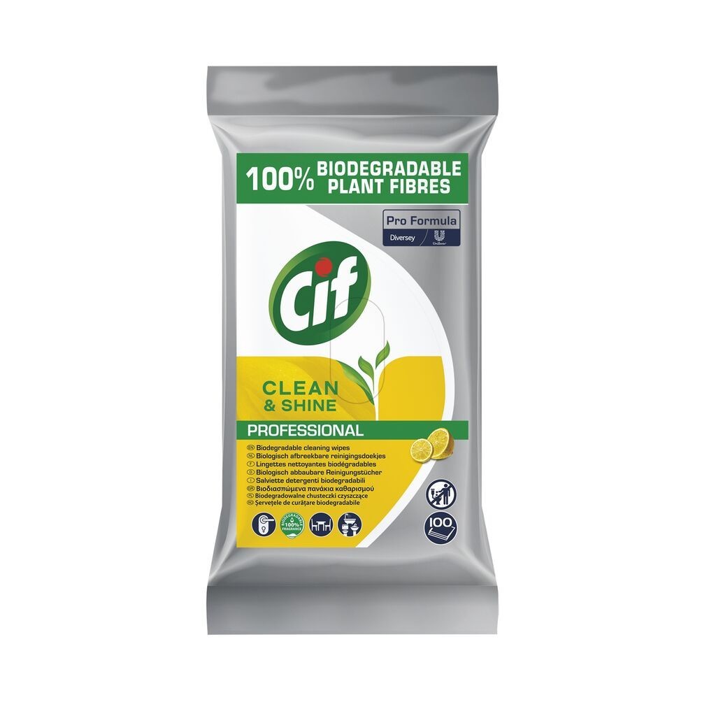 Pachet CIF Professional Clean&Shine – Servetele Umede de Curatare Multifunctionale Biodegradabile, 4×100 buc