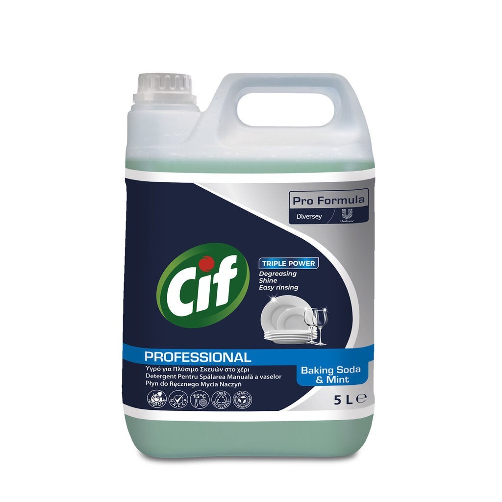 CIF Professional Baking Soda&Mint – Detergent Universal de Spalat Vase Manual, Parfum de Menta 5 L