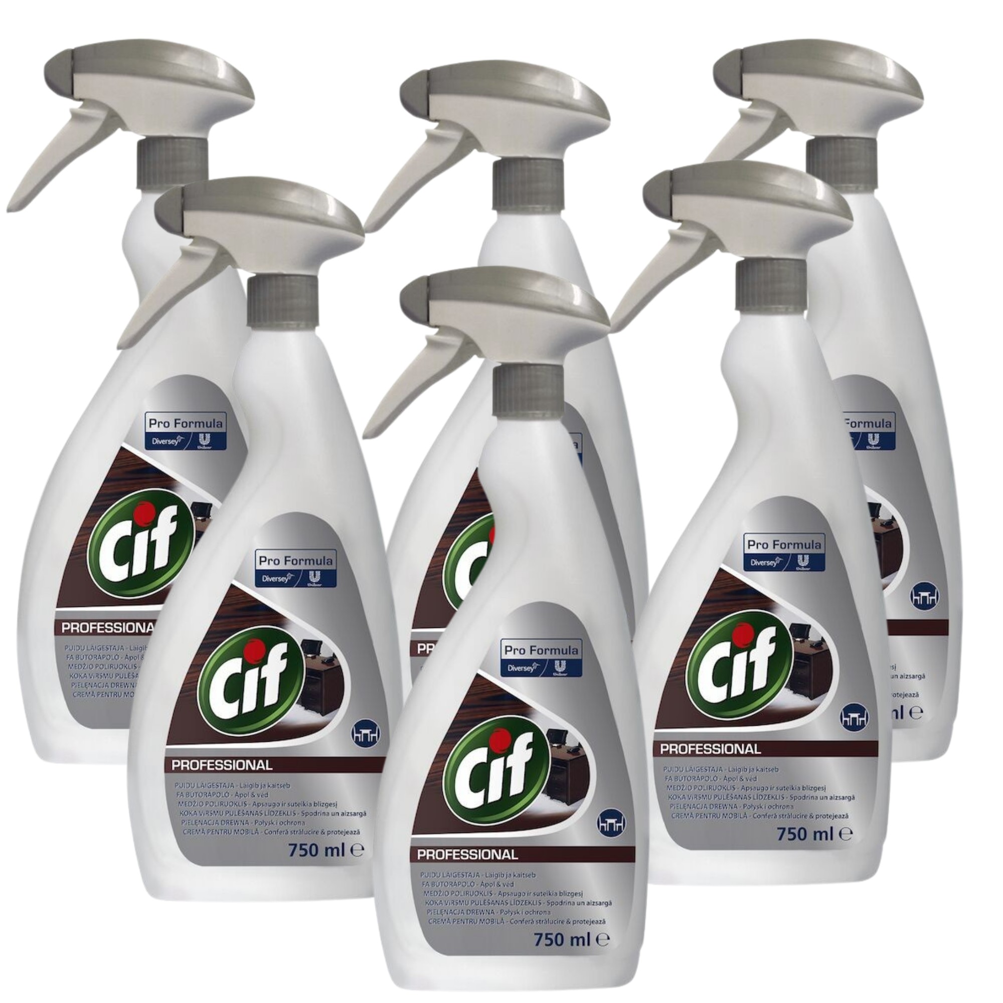 Pachet CIF Professional Wood Polish – Crema pentru Mobilier din Lemn, 6×0,75 L