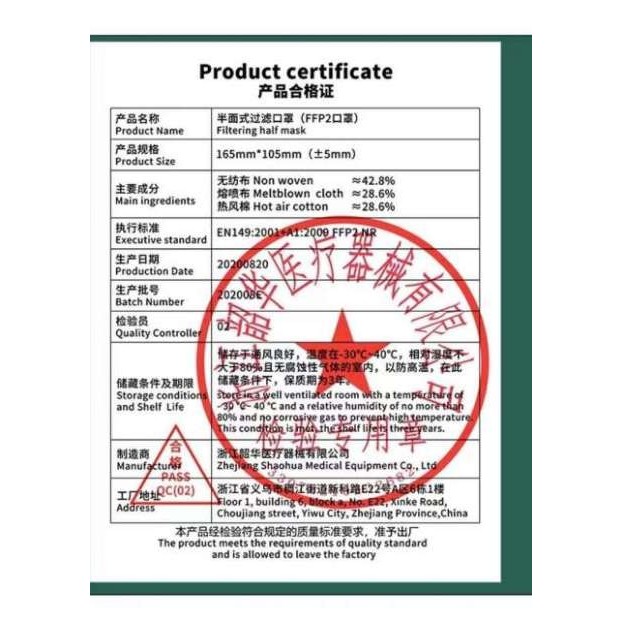 Masca de protectie FFP2, 5 straturi, CE-2163, 2 buc